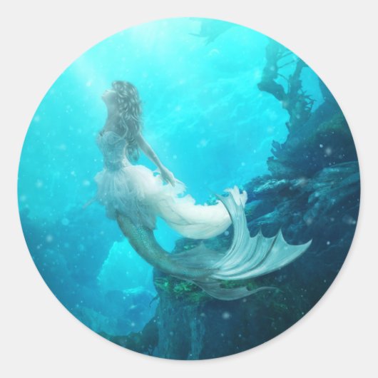 Aqua Fiona Mermaid Round Sticker (Vorderseite)