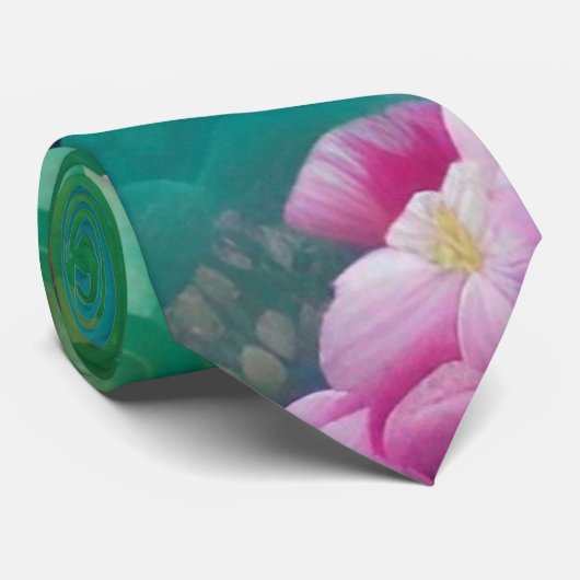 Aqua Floral Abstrakt Garden Krawatte (Gerollt)