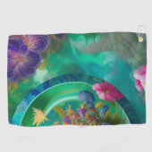 Aqua Floral Abstrakt Unterwasser Garten Golfhandtuch (Horizontal)