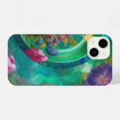 Aqua Floral Abstrakt Unterwasser Garten iPhone Hülle (Rückseite (Horizontal))