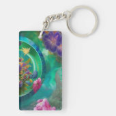 Aqua Floral Abstrakt Unterwasser Garten Schlüsselanhänger (Rückseite)