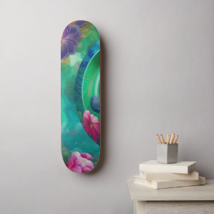 Aqua Floral Abstrakt Unterwasser Garten Skateboard
