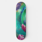 Aqua Floral Abstrakt Unterwasser Garten Skateboard (Vorderseite)