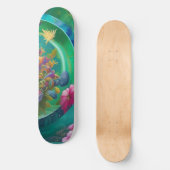 Aqua Floral Abstrakt Unterwasser Garten Skateboard (Vorderseite)