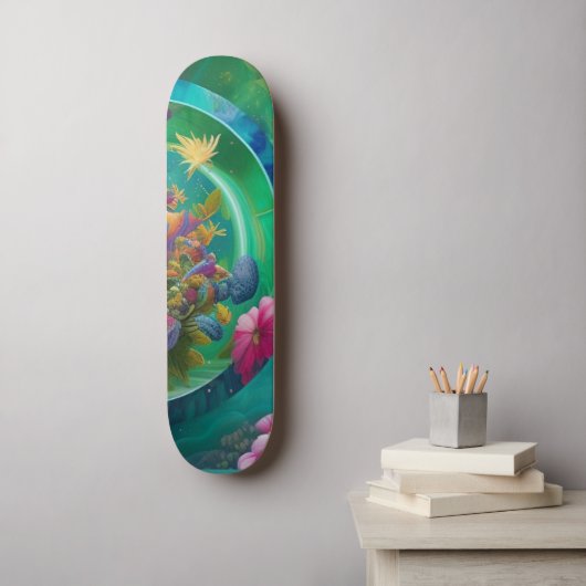 Aqua Floral Abstrakt Unterwasser Garten Skateboard (Wandkunst)