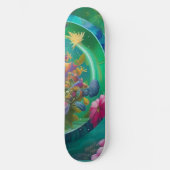 Aqua Floral Abstrakt Unterwasser Garten Skateboard (Vorderseite)