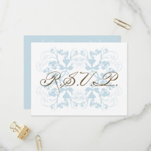 Aqua Floral Blüh Elegante Chic Wedding RSVP Einladungspostkarte