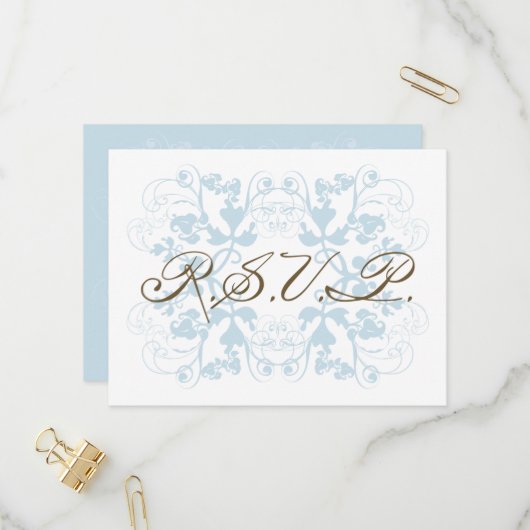 Aqua Floral Blüh Elegante Chic Wedding RSVP Einladungspostkarte (Vorderseite/Rückseite Beispiel)