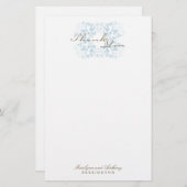 Aqua Floral Blühe Elegant Wedding Vielen Dank Briefpapier (Vorne/Hinten)