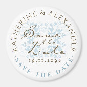 Aqua Floral Blühte Save the Date Custom Magnet (Vorne)