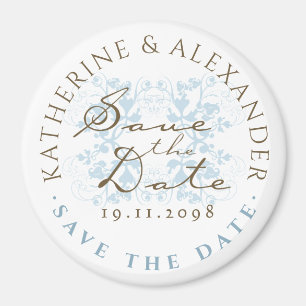 Aqua Floral Blühte Save the Date Custom Magnet