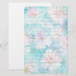 Aqua floral briefpapier