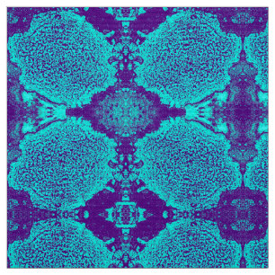 Aqua Floral Fabric Stoff
