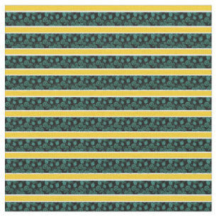 Aqua floral-gold/weiß Streifen - schwarz/ausgewähl Stoff