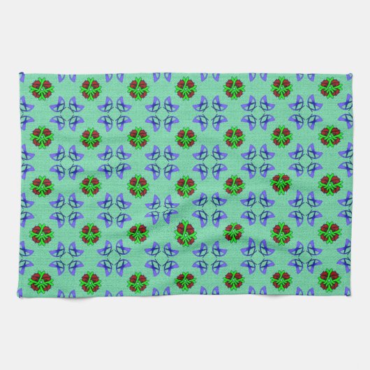 Aqua Floral Handtuch (Horizontal)