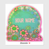 Aqua Floral Hübsche Inspirivity Aufkleber (Blatt)