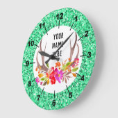 Aqua Floral Large Clock Große Wanduhr (Winkel)