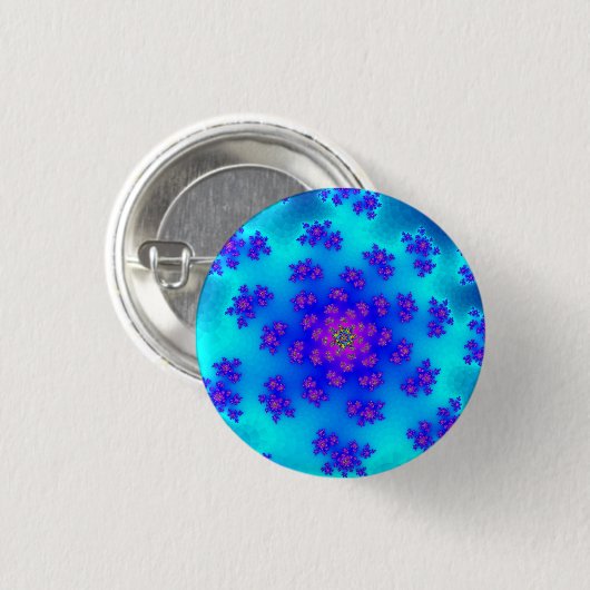 Aqua Floral Sprinkles Button (Vorne & Hinten)
