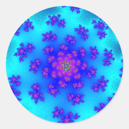 Aqua Floral Sprinkles Runder Aufkleber (Vorderseite)