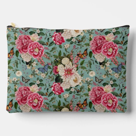Aqua Floral Zubehörtasche (Vorderseite)