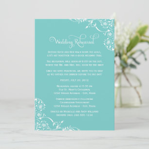 Aqua Flourish Hochzeitsprobe Einladung