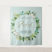 AQUA FOLIAGE WATERCOLOR BRAUTPARTY WILLKOMMEN WANDTEPPICH (Vorderseite)