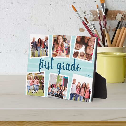 Aqua Foto Collage Kids School Jahr Keepake Fotoplatte