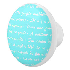 Aqua French Script Keramikknauf