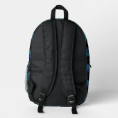 Aqua funkelnd geometrisches Muster schwarz Monogra Bedruckter Rucksack (Rückseite)