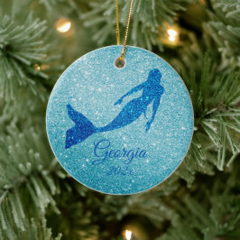 Aqua Funkelnd Mermaid Ornament Personalisiertes Ge