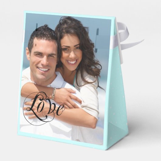 Aqua Gastgeschenk Hochzeit Box Ihre Fotos Monogram Geschenkschachtel (Rückseite)