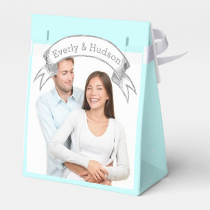 Aqua Gastgeschenk Hochzeit Box Ihre Fotos Monogram Geschenkschachtel