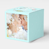 Aqua Gastgeschenk Hochzeit Box Ihre Fotos Monogram Geschenkschachtel (Vorderseite)