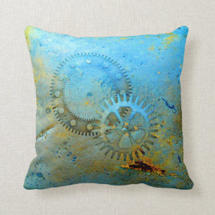 Aqua Gears Steampunk Pillow Kissen