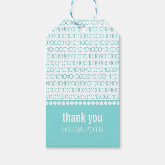 Aqua Geek Chic Binary Code Geschenktasten Geschenkanhänger (Vorderseite)