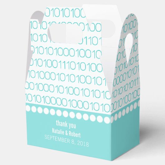 Aqua Geek Chic Binary Code Gevor Boxes Geschenkschachtel (Geöffnet)