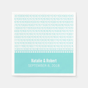 Aqua Geek Chic Binary Code Paper Napkins Serviette