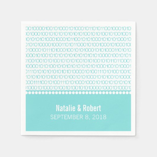 Aqua Geek Chic Binary Code Paper Napkins Serviette (Vorderseite)