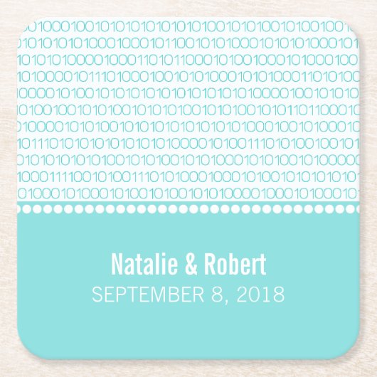 Aqua Geek Chic Binary Code Paper Untersetzer (Vorderseite)