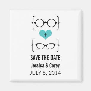 Aqua-Geeky Glas-Save the Date Magnet