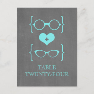 Aqua Geeky Glasses Chalkboard Table Postkarte