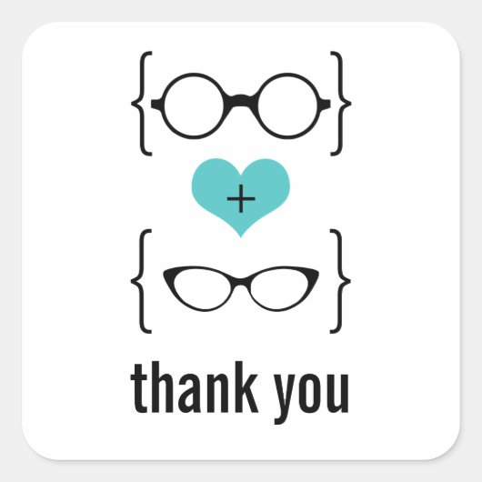 Aqua Geeky Glasses Danke Stickers (Vorderseite)