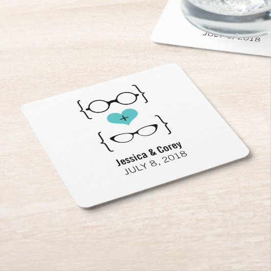 Aqua Geeky Glasses Paper Untersetzer (angewinkelt)