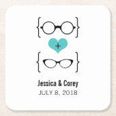 Aqua Geeky Glasses Paper Untersetzer (Vorderseite)