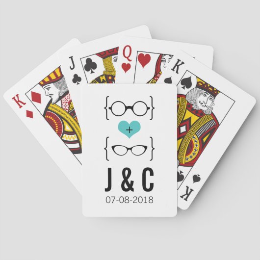 Aqua Geeky Glasses Spielkarten (Rückseite)