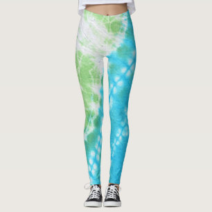 Aqua Gefärbte Krawatte Leggings
