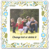 Aqua, gelb und grün mit Blumen und Foto Aufkleber (Vorderseite)