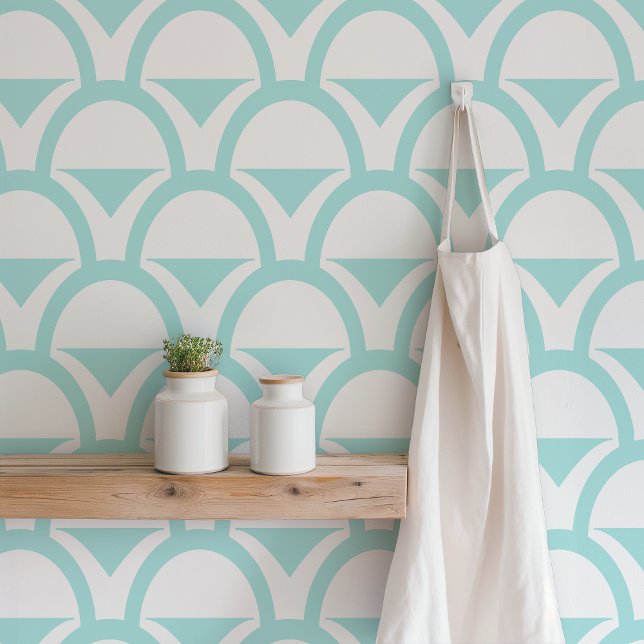 Aqua Geometric Scalloped Tapete (The bold aqua pattern works wonderfully in a kitchen.)