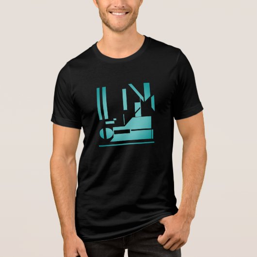 Aqua Geometric Shapes Combination Design Tri-Blend Shirt (Vorderseite)