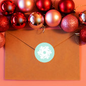 Aqua Geometric Snowflake Runder Aufkleber